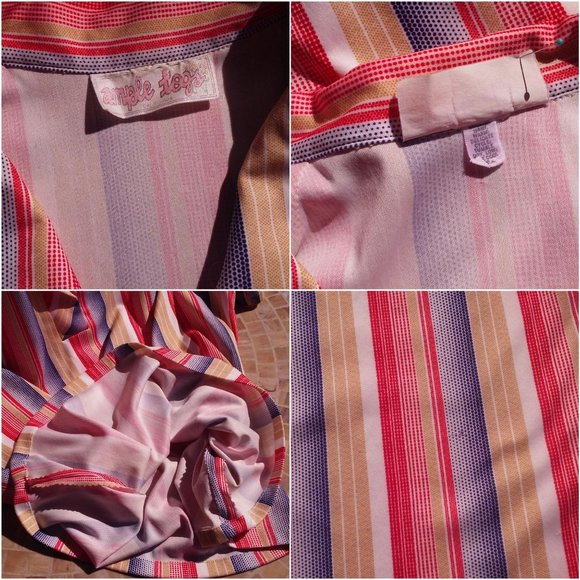 70s Ample Togs Raglan SSL Top Sz-L Striped Polyest - Picture 4 of 10